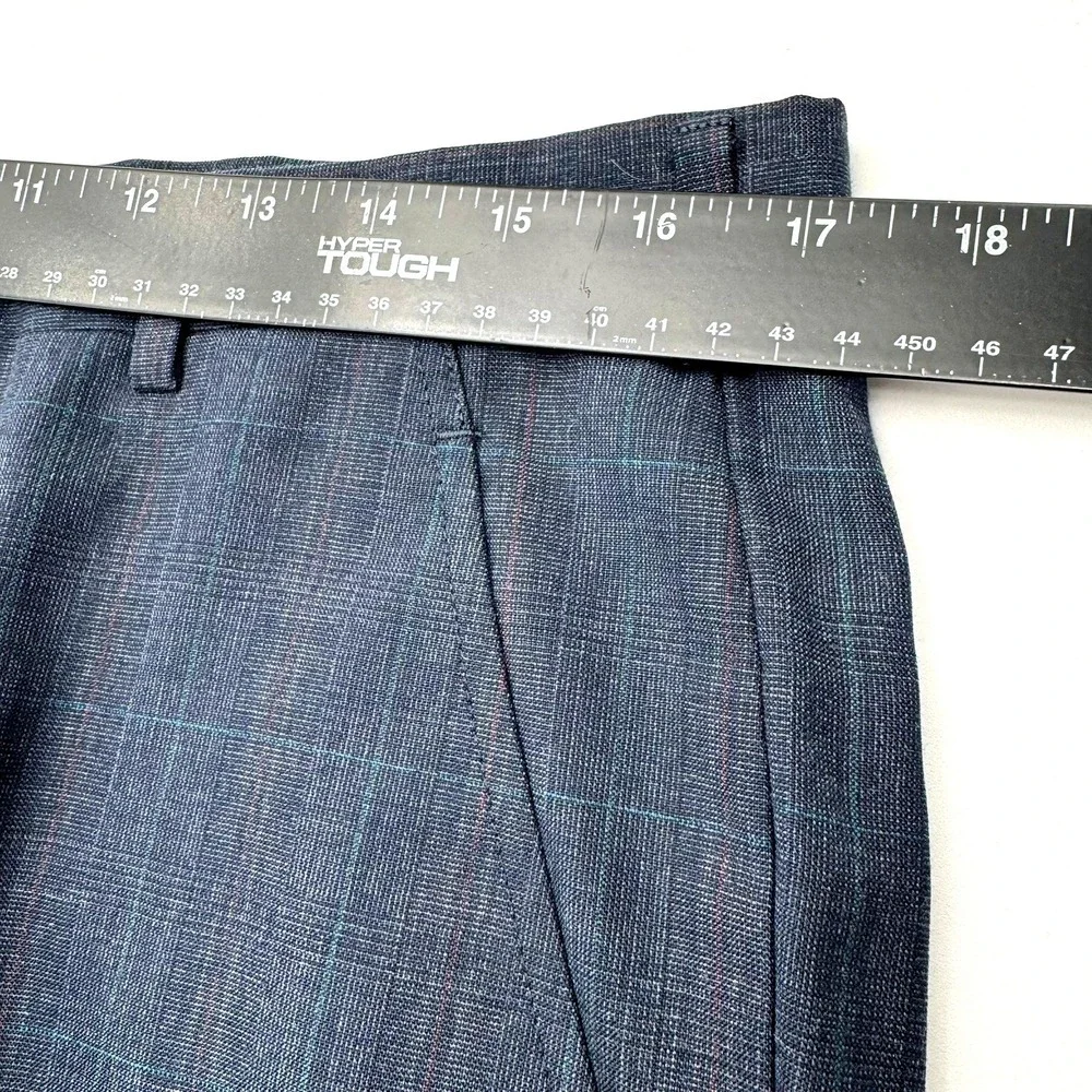 HART SCHAFFNER & MARX Men's 44R W34 Blue Glen Plaid Wool Viracle Two Piece Suit